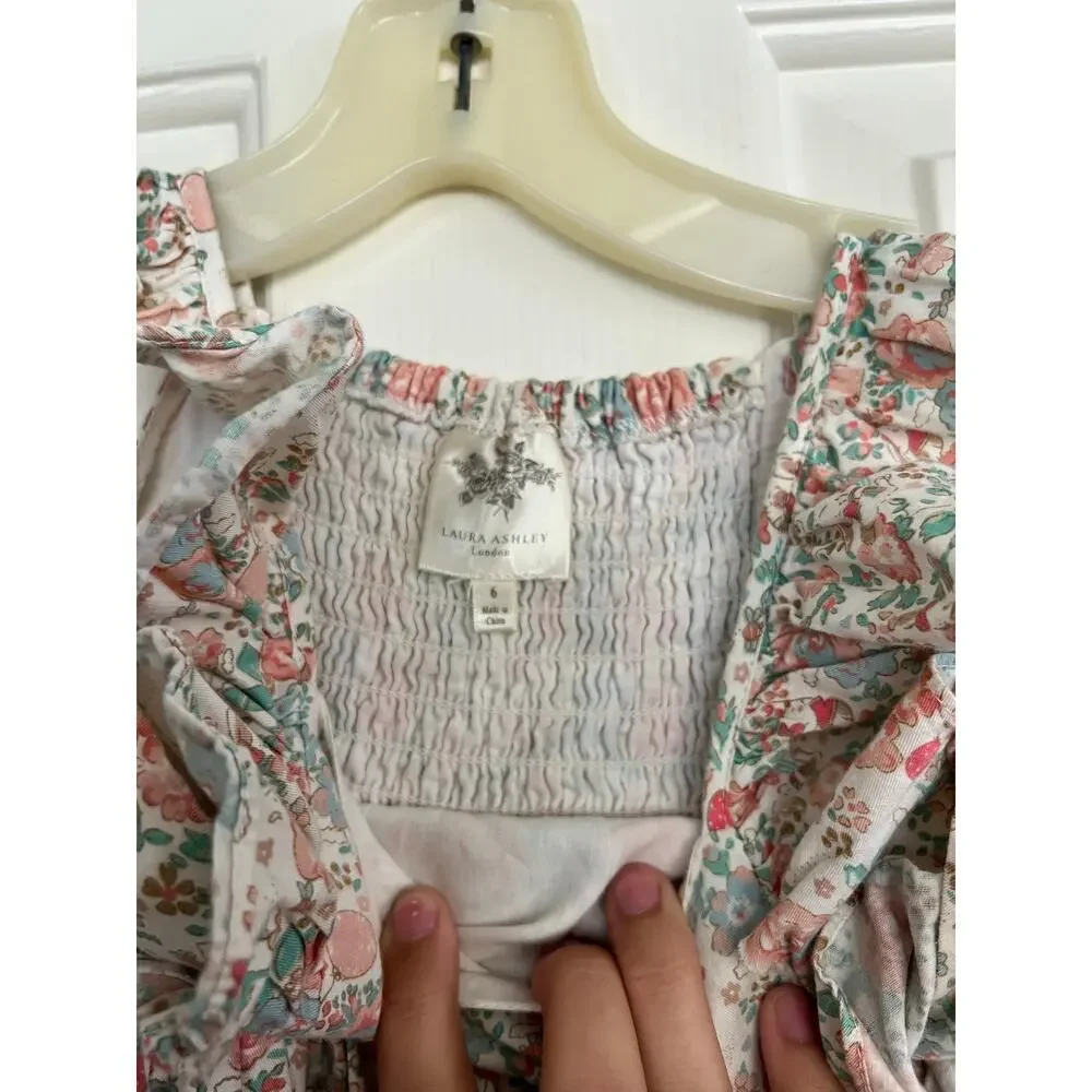 Laura Ashley Girl Multicolor Floral Print Sleeveless Fit & Flare Dress Size 6